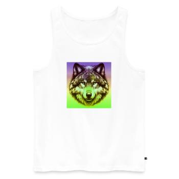 Wolf - Männer Premium Bio Tank Top - Weiß - Vorne - Michal (187cm)