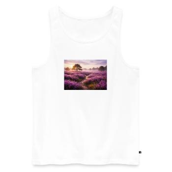 Lavender field at sunrise - Men's Premium Organic Tank Top - white - Front - AI Model Male 178 light (178cm)