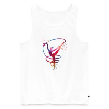 Gymnaste avec fanfare Gymnastique rythmique - Débardeur bio Premium Homme - blanc - Devant - Michal (187cm)