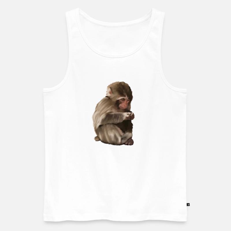 Punch - das einsame Äffchen - Männer Premium Bio Tank Top - Weiß
