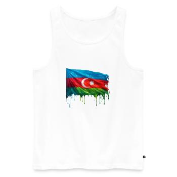Aserbaidschanische Flagge in bunten Farben - Männer Premium Bio Tank Top - Weiß - Vorne - AI Model Male 178 light (178cm)