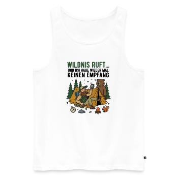 Waldcamp Abenteuer Bär und Hiker - Männer Premium Bio Tank Top - Weiß - Vorne - Michal (187cm)