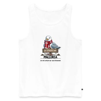 Ich scheisse auf ... Mallorca - lieber Dänemark - Männer Premium Bio Tank Top - Weiß - Vorne - Michal (187cm)