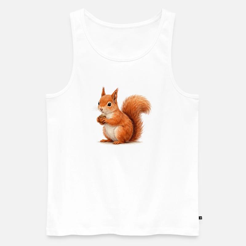 Eichhörnchen mit Eichel Illustration - Männer Premium Bio Tank Top - Weiß