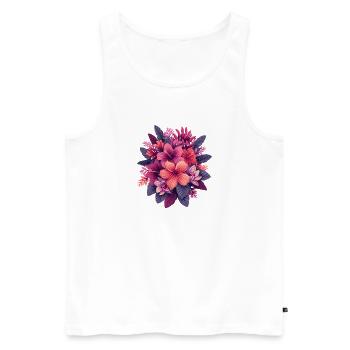 Tropische Hibiskusblütenpracht - Männer Premium Bio Tank Top - Weiß - Vorne - AI Model Male 178 light (178cm)