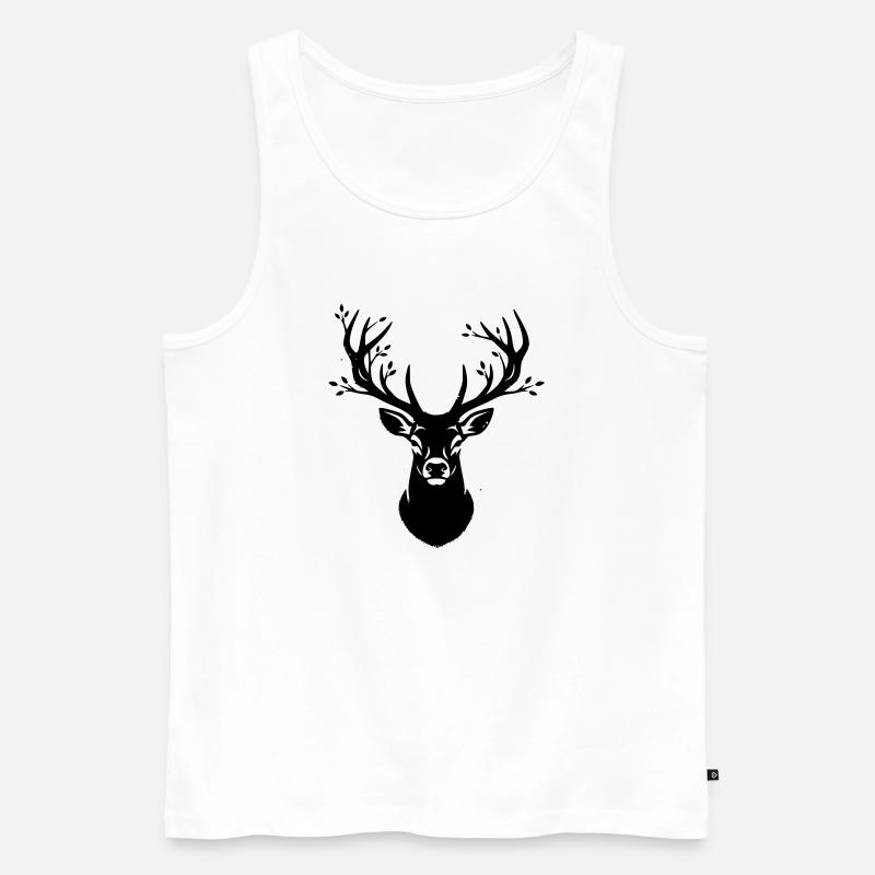 Hirsch Geweih Wald Silhouette - Männer Premium Bio Tank Top - Weiß