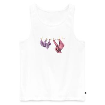Faultier chillt  lustig Tiermotiv Geschenkidee - Männer Premium Bio Tank Top - Weiß - Vorne - Michal (187cm)