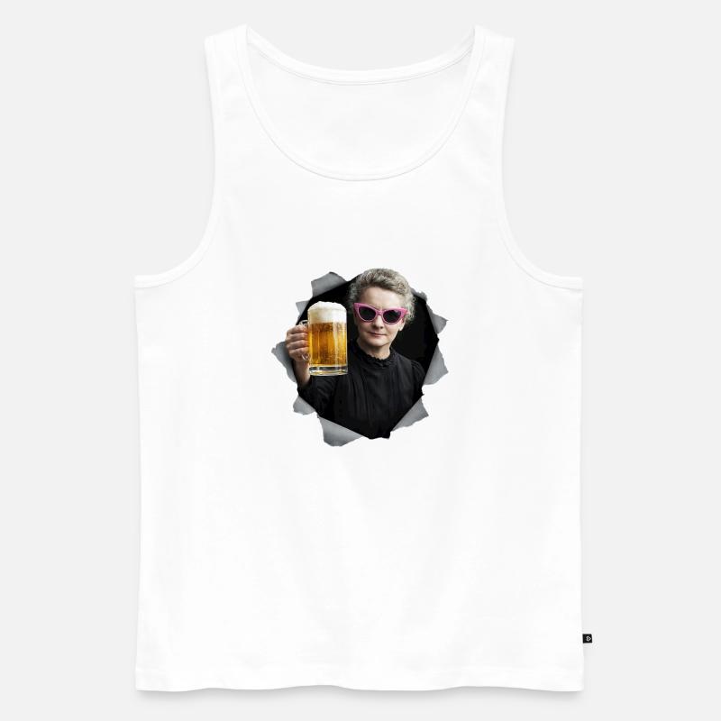 Marie Curie hält ein Bier - Männer Premium Bio Tank Top - Weiß