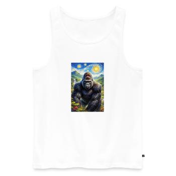 Gorilla im Sternennacht-Dschungel - Männer Premium Bio Tank Top - Weiß - Vorne - Michal (187cm)