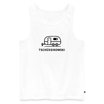 Tschüssikowski Camping Urlaub Wohnwagen Ferien - Männer Premium Bio Tank Top - Weiß - Vorne - AI Model Male 178 light (178cm)