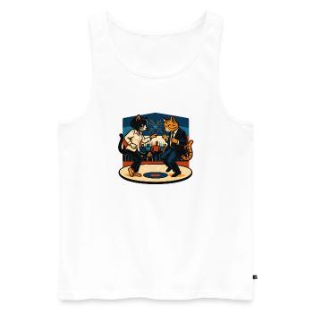 Zwei Retro-Katzen tanzen – Vintage Stil - Männer Premium Bio Tank Top - Weiß - Vorne - Michal (187cm)