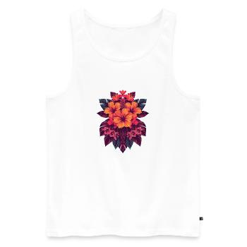 Tropische Hibiskus-Blumenpracht - Männer Premium Bio Tank Top - Weiß - Vorne - Michal (187cm)