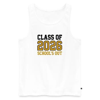 Logo des écoles de la promotion 2026 - Débardeur bio Premium Homme - blanc - Devant - AI Model Male 178 light (178cm)