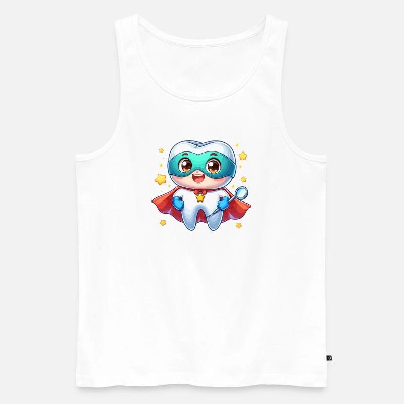Zahn Superheld Zahnarzt Helden Dental Held - Männer Premium Bio Tank Top - Weiß