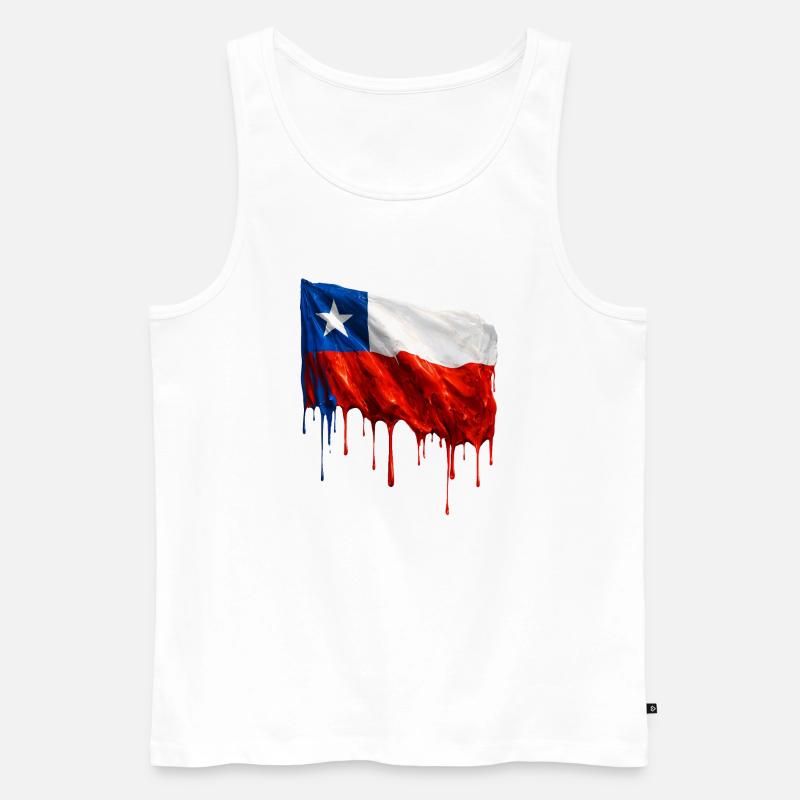 Chile Flag Dripping Solid - Men's Premium Organic Tank Top - white
