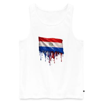 Paraguay Flag Drop Art - Men's Premium Organic Tank Top - white - Front - AI Model Male 178 light (178cm)