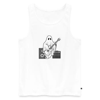 Ghost Playing Electric Bass Guitar - Halloween - Débardeur bio Premium Homme - blanc - Devant - Michal (187cm)