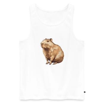 Capybara Portrait in Warm Brown - Men's Premium Organic Tank Top - white - Front - AI Model Male 178 light (178cm)