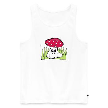 Champignon clin d’œil avec chapeau rouge - Débardeur bio Premium Homme - blanc - Devant - AI Model Male 178 light (178cm)