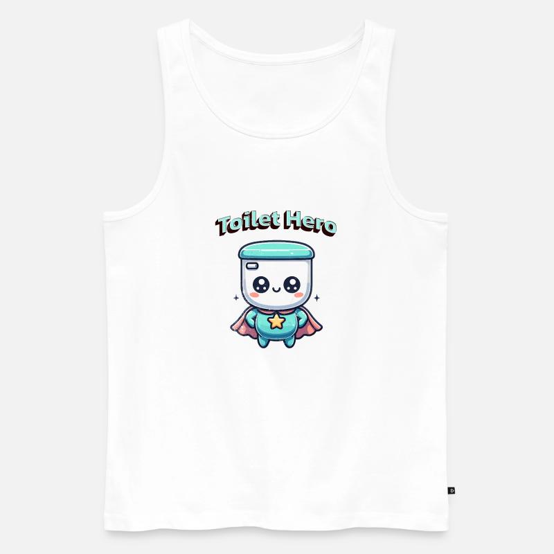 Toiletten Held WC Superheld Bad Badezimmer  - Männer Premium Bio Tank Top - Weiß