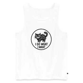 Je fais ce que je veux logo du chat - Débardeur bio Premium Homme - blanc - Devant - AI Model Male 178 light (178cm)