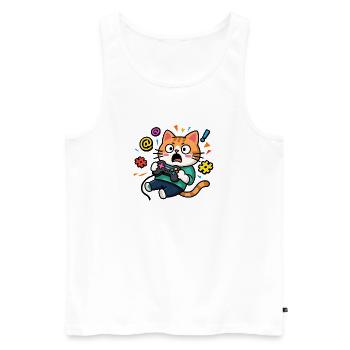 Gamer Cat Unleashed - Männer Premium Bio Tank Top - Weiß - Vorne - AI Model Male 178 light (178cm)