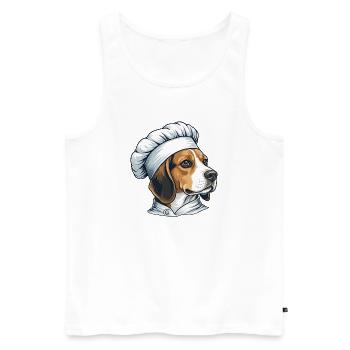 Chef Beagle – Chef chien drôle - Débardeur bio Premium Homme - blanc - Devant - Michal (187cm)
