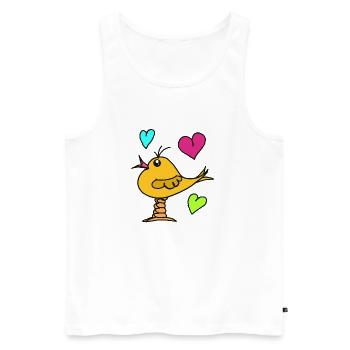 Oiseaux comiciques Cœur d’Oiseau Drôles - Débardeur bio Premium Homme - blanc - Devant - Michal (187cm)