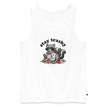 Stay Trashy Raccoon Opossum Skunk - Men's Premium Organic Tank Top - white - Front - AI Model Male 178 light (178cm)