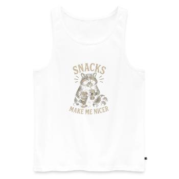 Snacks Make Me NICER Hungriger Waschbär Hunger - Männer Premium Bio Tank Top - Weiß - Vorne - AI Model Male 178 light (178cm)