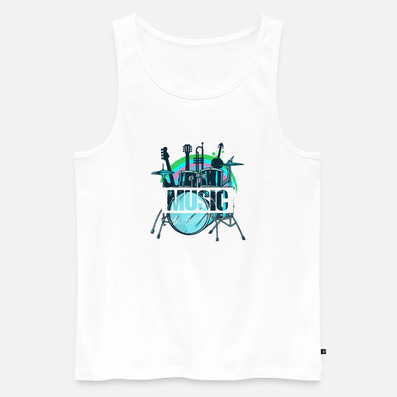 Lebendiger Trommelset-Splash - Männer Premium Bio Tank Top - Weiß