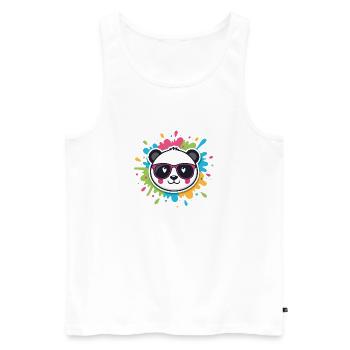 Panda Pop Color Splash Goggles - Men's Premium Organic Tank Top - white - Front - Michal (187cm)