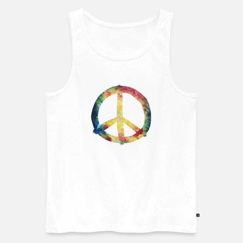 Bunter Peace-Zeichen Tie-Dye - Männer Premium Bio Tank Top - Weiß