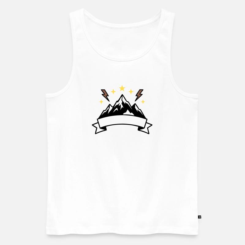 Berge Banner Textfeld Wappen - Männer Premium Bio Tank Top - Weiß