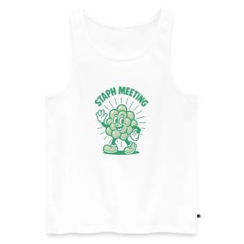 Staph-Besprechung | Mikrobiologie Humor - Männer Premium Bio Tank Top - Weiß - Vorne - AI Model Male 178 light (178cm)