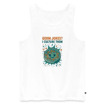 Cultivating germ jokes | Microbiology Humor - Men's Premium Organic Tank Top - white - Front - AI Model Male 178 light (178cm)