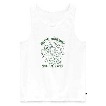 Nur Mikroben-Talk | Mikrobiologie Humor - Männer Premium Bio Tank Top - Weiß - Vorne - AI Model Male 178 light (178cm)
