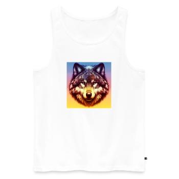Wolf - Männer Premium Bio Tank Top - Weiß - Vorne - Michal (187cm)