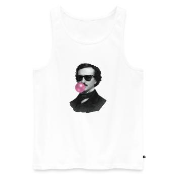 Edgar Allan Poe avec du chewing-gum et des lunettes de soleil - Débardeur bio Premium Homme - blanc - Devant - AI Model Male 178 light (178cm)