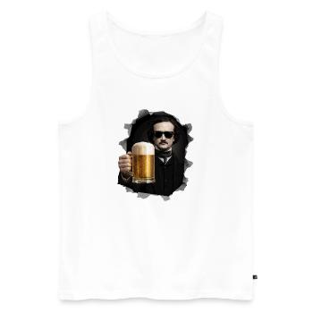 Edgar Allan Poe mit Bier und Sonnenbrille - Männer Premium Bio Tank Top - Weiß - Vorne - AI Model Male 178 light (178cm)