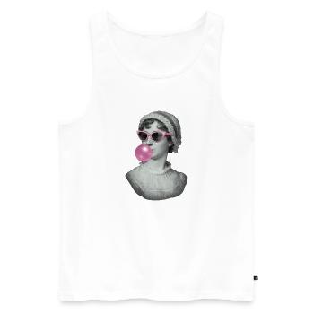 Jane Austen with bubblegum and sunglasses - Men's Premium Organic Tank Top - white - Front - AI Model Male 178 light (178cm)