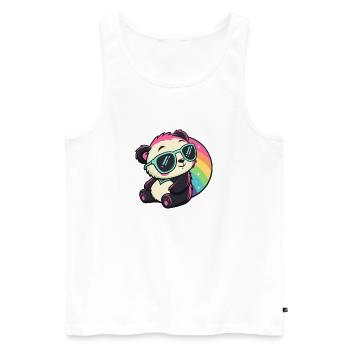 Panda Sun Cool Rainbow - Men's Premium Organic Tank Top - white - Front - Michal (187cm)