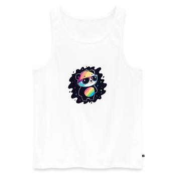 Panda Rainbow Galaxy Cool Glasses - Men's Premium Organic Tank Top - white - Front - AI Model Male 178 light (178cm)