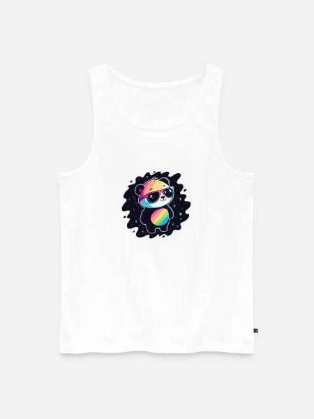 Panda Rainbow Galaxy Cool Glasses - Men's Premium Organic Tank Top - white