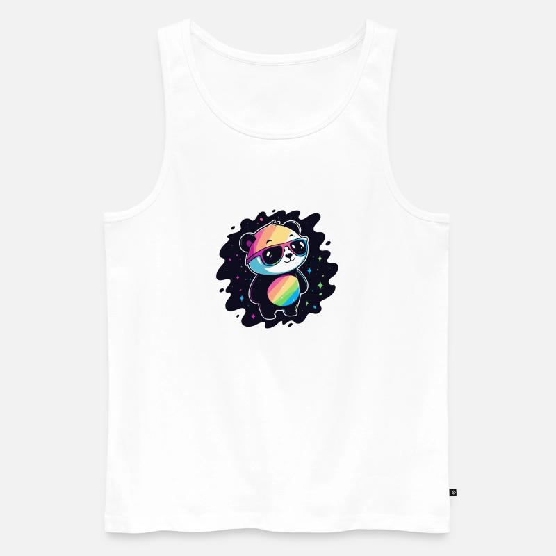 Panda Rainbow Galaxy Cool Glasses - Men's Premium Organic Tank Top - white