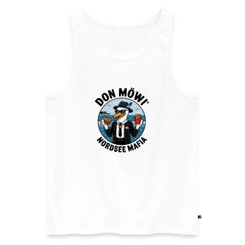  Don Möwi Nordsee Mafia Möwe Gangster Burger - Männer Premium Bio Tank Top - Weiß - Vorne - Michal (187cm)