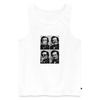 Bande photo d’Edgar Allan Poe - Débardeur bio Premium Homme - blanc - Devant - Michal (187cm)
