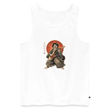 Japanese Cat Guitar Ukiyoe Music Anime - Men's Premium Organic Tank Top - white - Front - Michal (187cm)