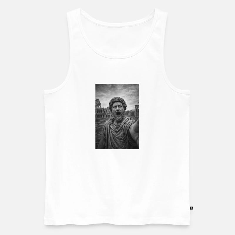 Marcus Aurelius Selbstporträt - Männer Premium Bio Tank Top - Weiß