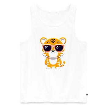 Tigre cartoon lunettes soleil - Débardeur bio Premium Homme - blanc - Devant - Michal (187cm)